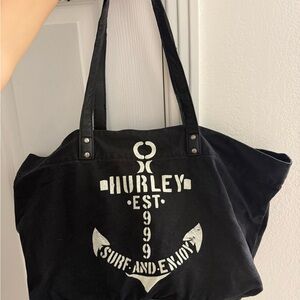 Hurley Black Cotton Tote Anchor
